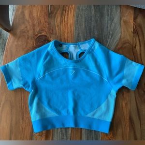Gymshark Ultra Seamless Crop Top Blue Medium